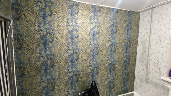 Фотография покупателя товара Бумажные обои для стены «Гэтсби 1075-10», 0.53×10.05 м, цвет синий/золотистый - Фото 8