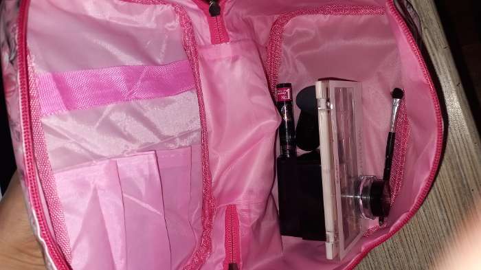 Фотография покупателя товара Косметичка на молнии, с зеркалом, цвет розовый - Фото 1