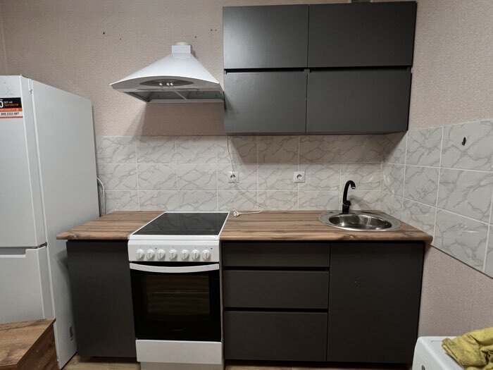 Фотография покупателя товара Кухонный гарнитур для маленькой кухни «Мори», 1500×600 мм, цвет графит - Фото 80