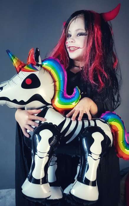 Фотография покупателя товара Воздушный шар фольгированный 25" «Единорог-скелет», фигура, под воздух - Фото 3