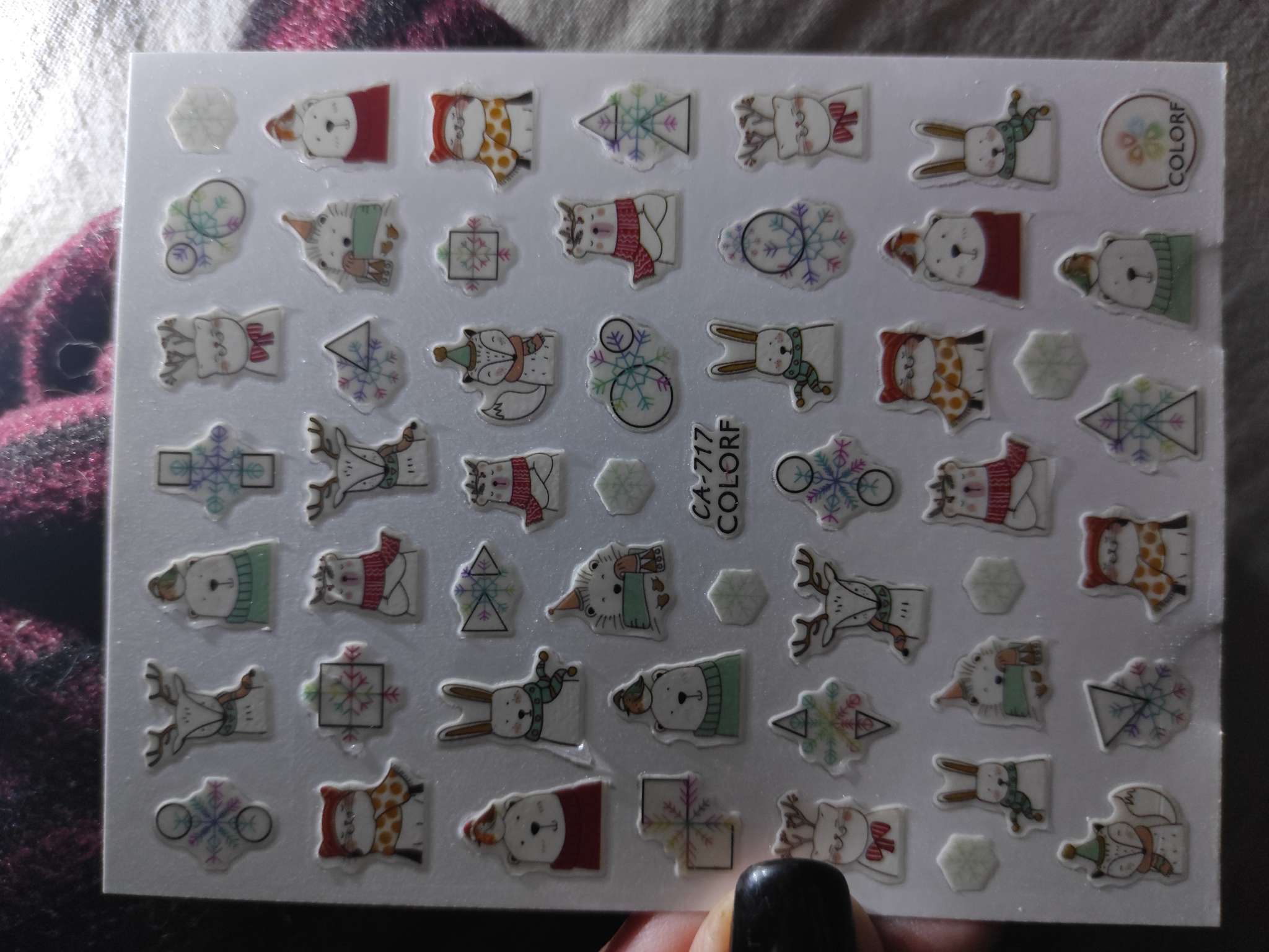 Фотография покупателя товара Наклейки для ногтей «Елочки и снежинки», разноцветные - Фото 1