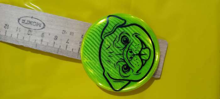 Фотография покупателя товара Светоотражающий значок «Мордочка мопса», d=5.8 см, МИКС - Фото 3