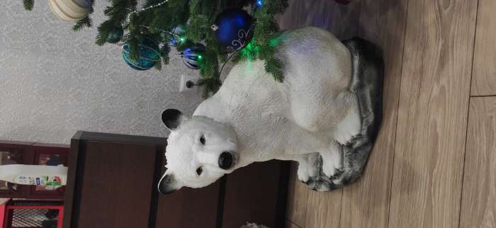 Фотография покупателя товара Фигура "Медведь сидя " белый, 40х50х56см - Фото 1