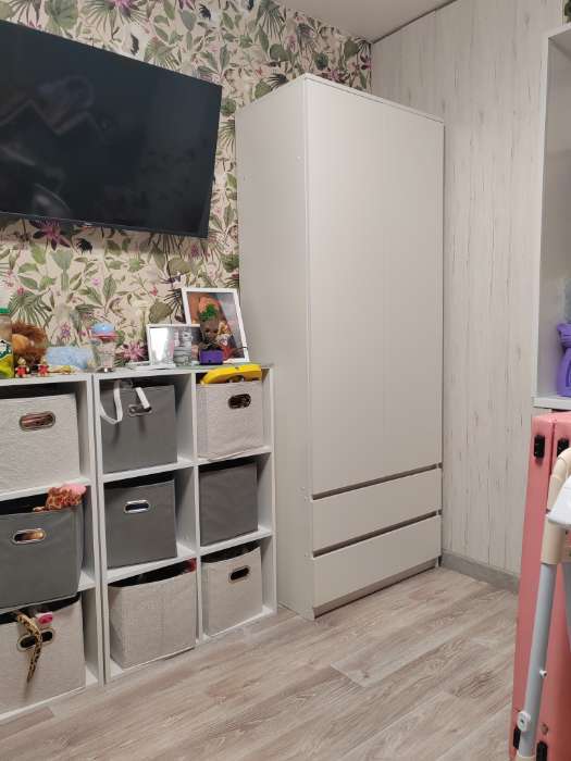 Фотография покупателя товара Шкаф двухстворчатый «Денвер», 2 ящика, 801×462×2052 мм, цвет белый - Фото 2