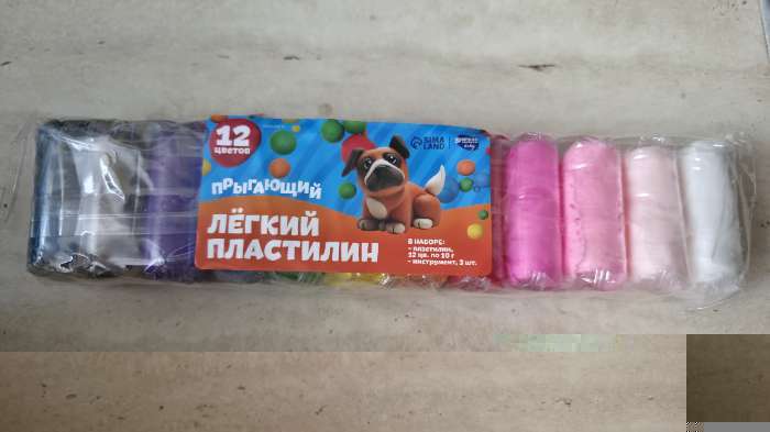 Фотография покупателя товара Пластилин лёгкий, прыгающий, набор 12 цветов, вес 1 цвета: 10 г, 3 инструмента - Фото 3