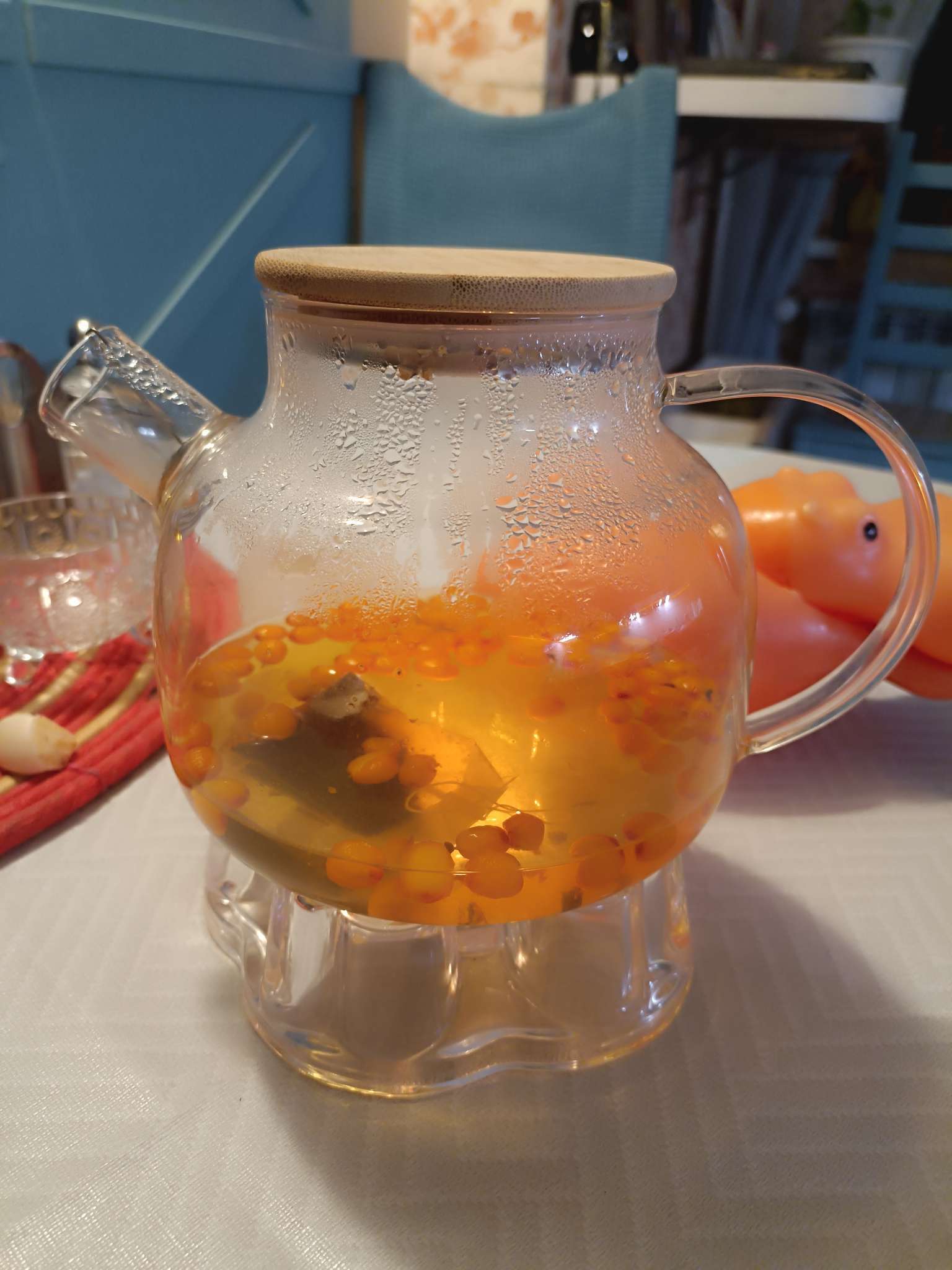 Фотография покупателя товара Заварочный чайник BellaTenero «Эко», 1 л, с бамбуковой крышкой, металлический фильтр, стекло - Фото 1