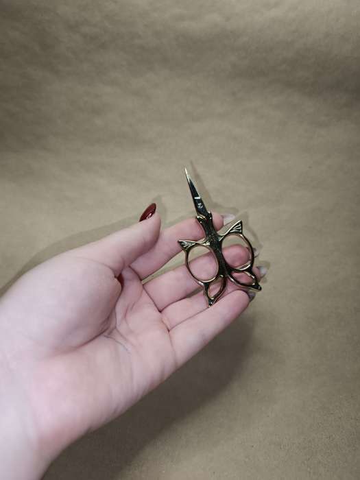 Фотография покупателя товара Ножницы для рукоделия «Бабочка», скошенное лезвие, 3.5", 9 см, цвет золотой - Фото 2