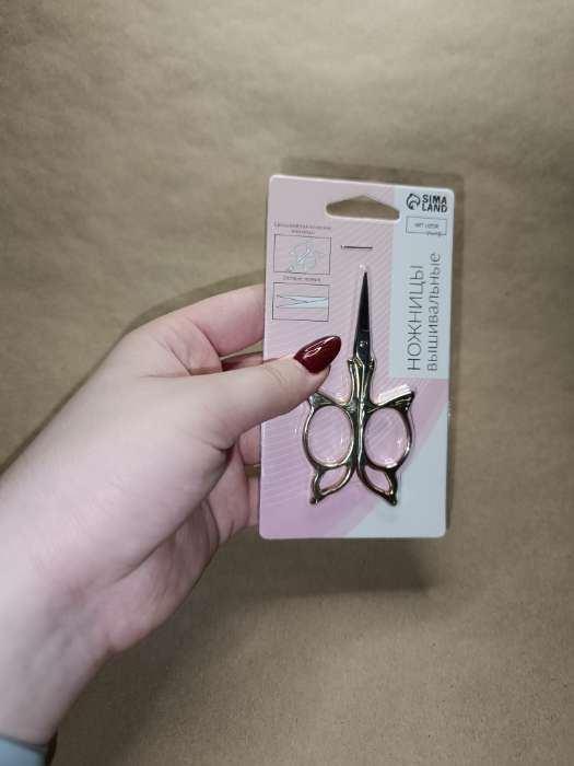 Фотография покупателя товара Ножницы для рукоделия «Бабочка», скошенное лезвие, 3.5", 9 см, цвет золотой - Фото 3