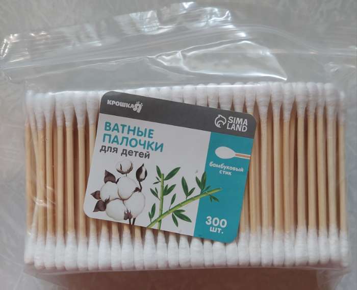 Фотография покупателя товара Ватные палочки, пакет 48 шт., наконечник - классика, хлопок/бамбук(стик) - Фото 2