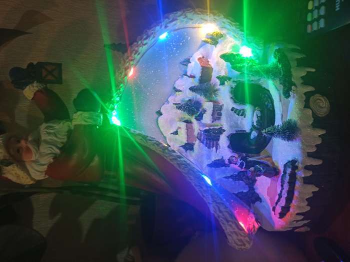 Фотография покупателя товара Светодиодная фигура «Дед Мороз и паровоз» 23 × 32 × 16 см, полистоун, батарейки ААх3 (не в комплекте), USB, свечение мульти (RGB) - Фото 4