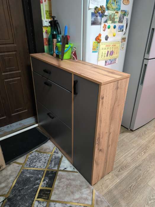 Фотография покупателя товара Обувница в прихожую «Клик Мебель», с дверью, 1060×280×960 мм, цвет дуб вотан/белый - Фото 1