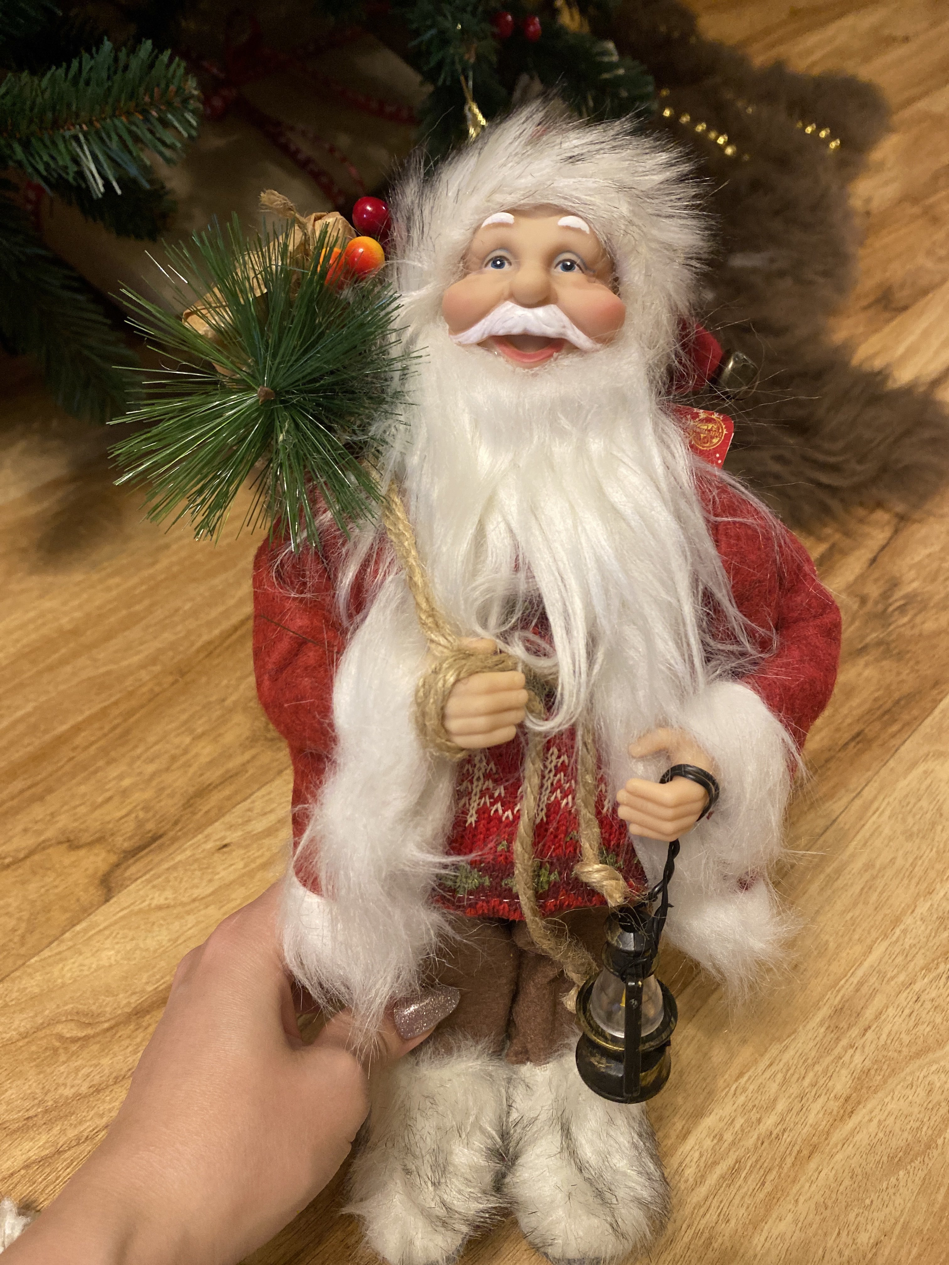 Фотография покупателя товара Дед Мороз "В красной шубке, с фонариком и мешочком" 30 см - Фото 3
