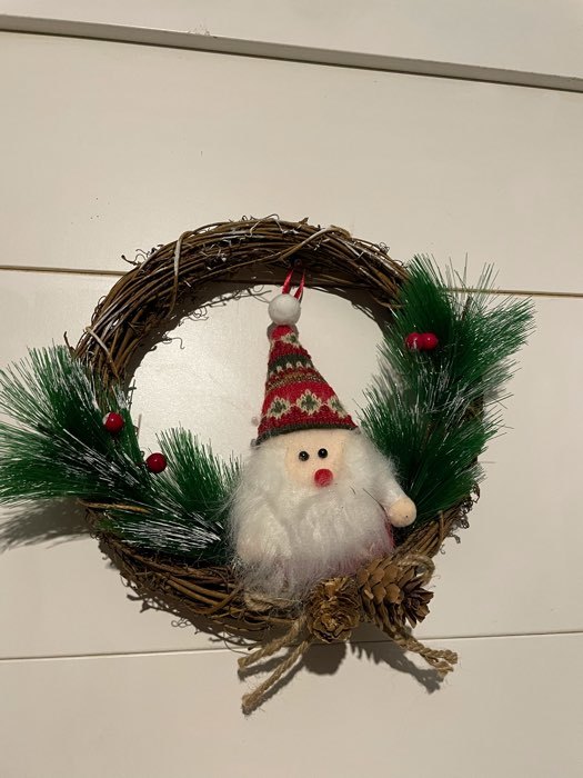 Фотография покупателя товара Венок новогодний d-22 см "Скандинавия" снеговик - Фото 1
