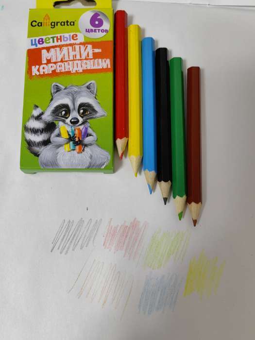 Фотография покупателя товара Карандаши Calligrata, цветные, 6 цветов, мини - Фото 1