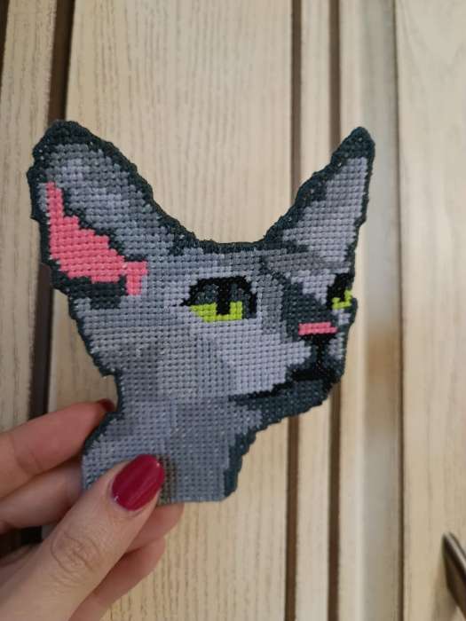 Фотография покупателя товара Вышивка крестиком на пластиковой канве «Важные котики», набор для творчества - Фото 3