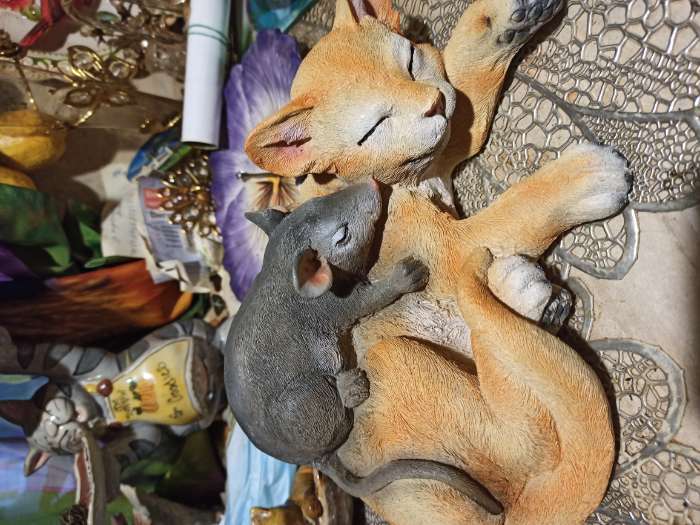 Фотография покупателя товара Садовая фигура "Кошка с мышкой спят" 30х18см - Фото 2