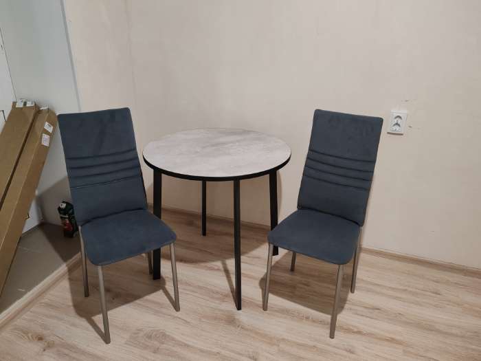 Фотография покупателя товара Стол обеденный круглый МОДЕРН LAKSI, 775×775×760 мм, цвет чёрный /цемент - Фото 1