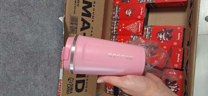 Фотография покупателя товара Термокружка «Мастер К», 500 мл, с надписью «Coffee», сохраняет тепло 10 ч., нержавеющая сталь, белая - Фото 1