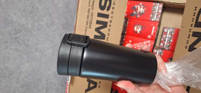 Фотография покупателя товара Термокружка Мастер К Style, 380 мл, сохраняет тепло 8 ч, с ситечком, нержавеющая сталь, чёрная - Фото 2