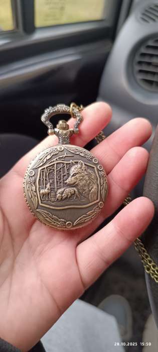 Фотография покупателя товара Часы карманные "Волк", кварцевые, цепочка l-40 см, d-4.5 см - Фото 1