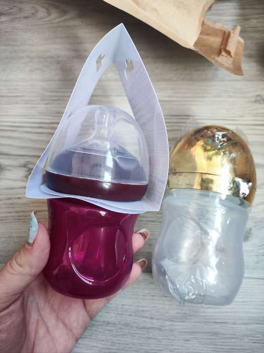 Фотография покупателя товара Бутылочка для кормления M&B Natural, широкое горло Ø50 мм, от 6 мес., 150 мл., розовый - Фото 1