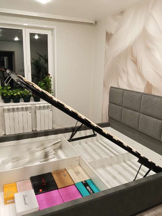 Фотография покупателя товара Кровать двуспальная «Линда КР – 16», 1732×1100×2100 мм, с ортопедическим основанием, с подъёмным механизмом, цвет графит - Фото 1