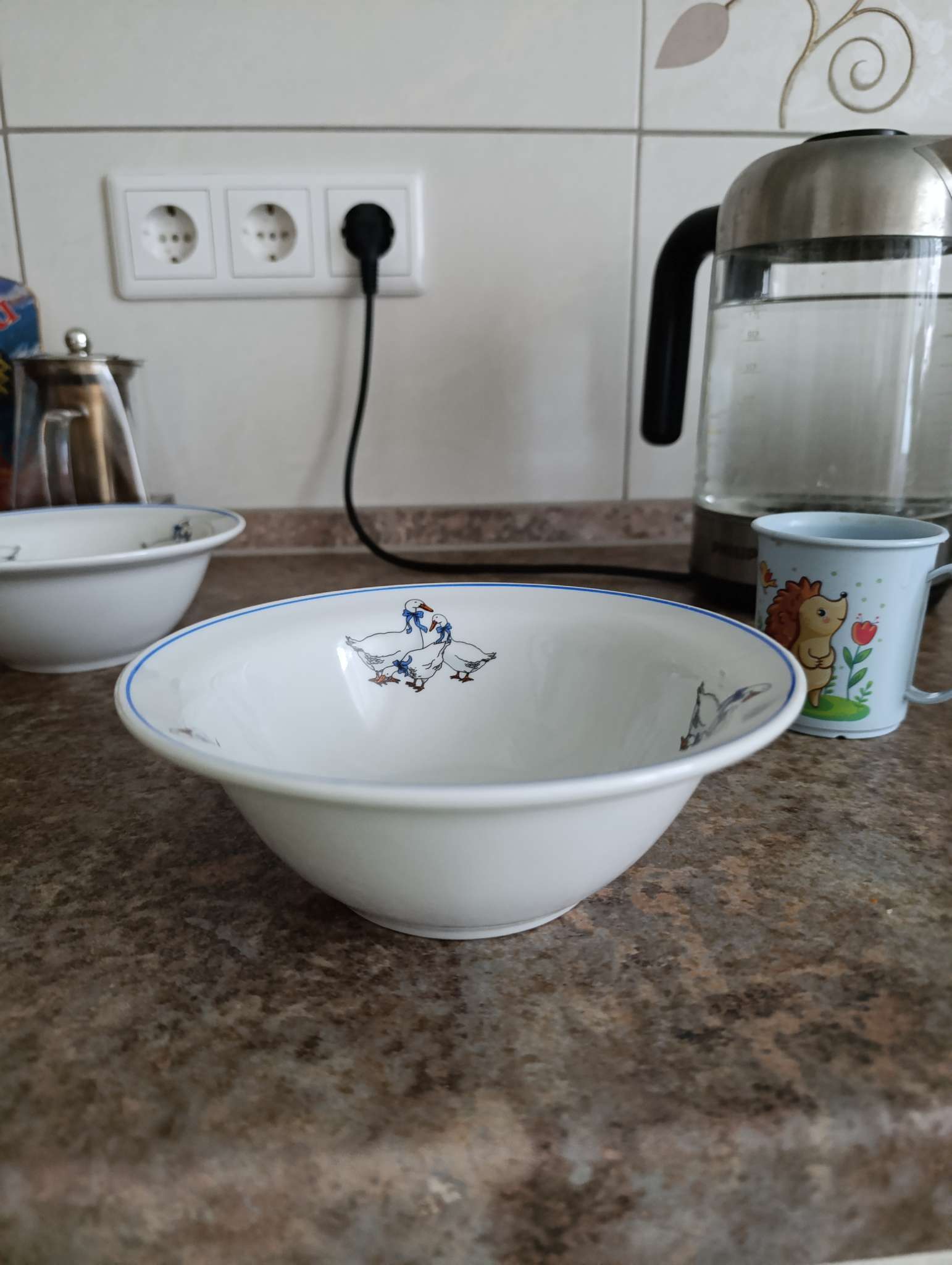 Фотография покупателя товара Тарелка Добрушский завод «Гуси», 550 мл, фарфор, белая, рисунок МИКС - Фото 2