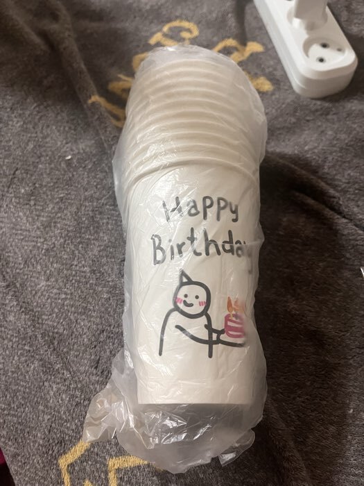 Фотография покупателя товара Стакан одноразовый бумажный «С днём рождения», 400 мл - Фото 1