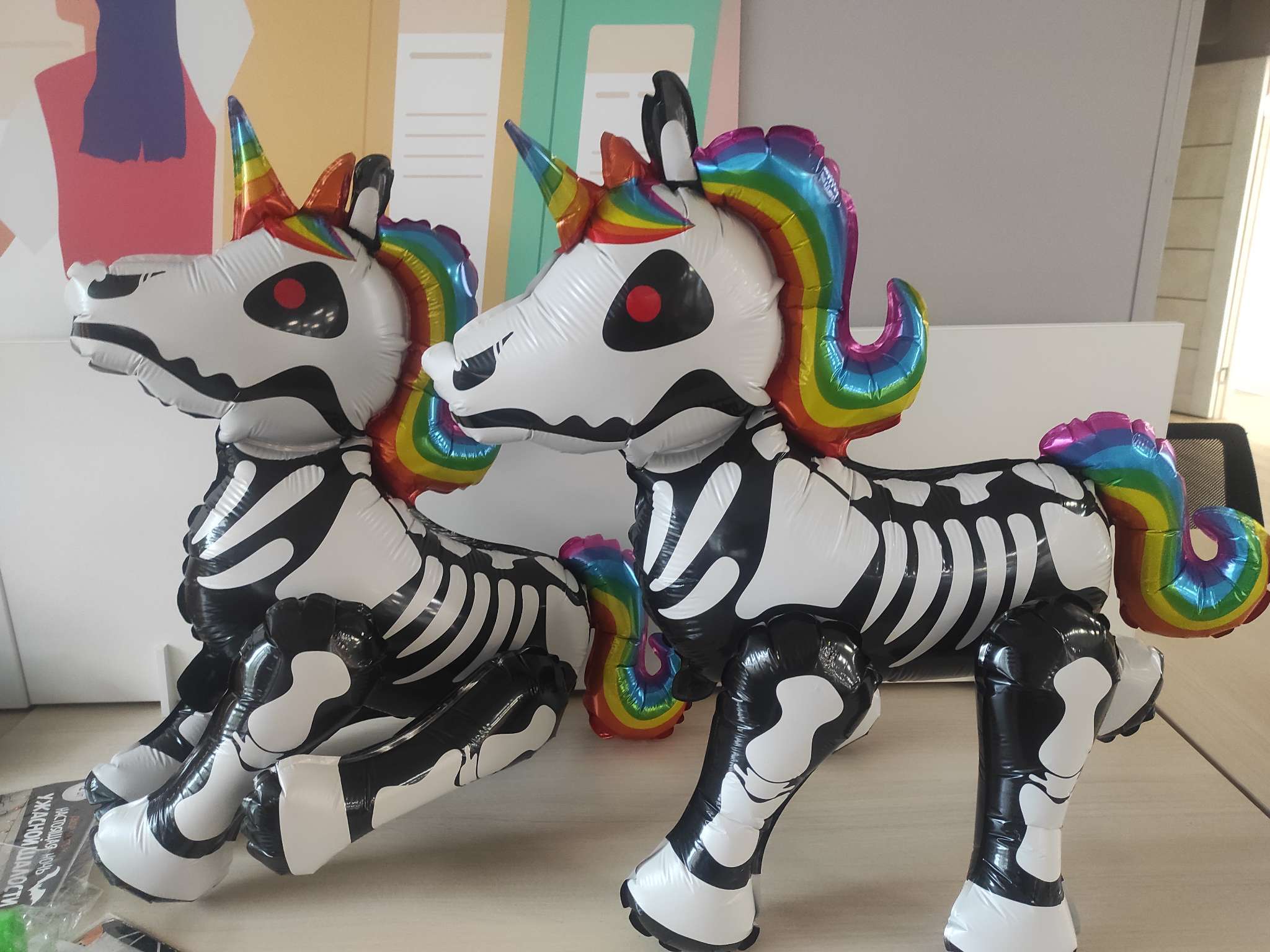 Фотография покупателя товара Воздушный шар фольгированный 25" «Единорог-скелет», фигура, под воздух - Фото 2