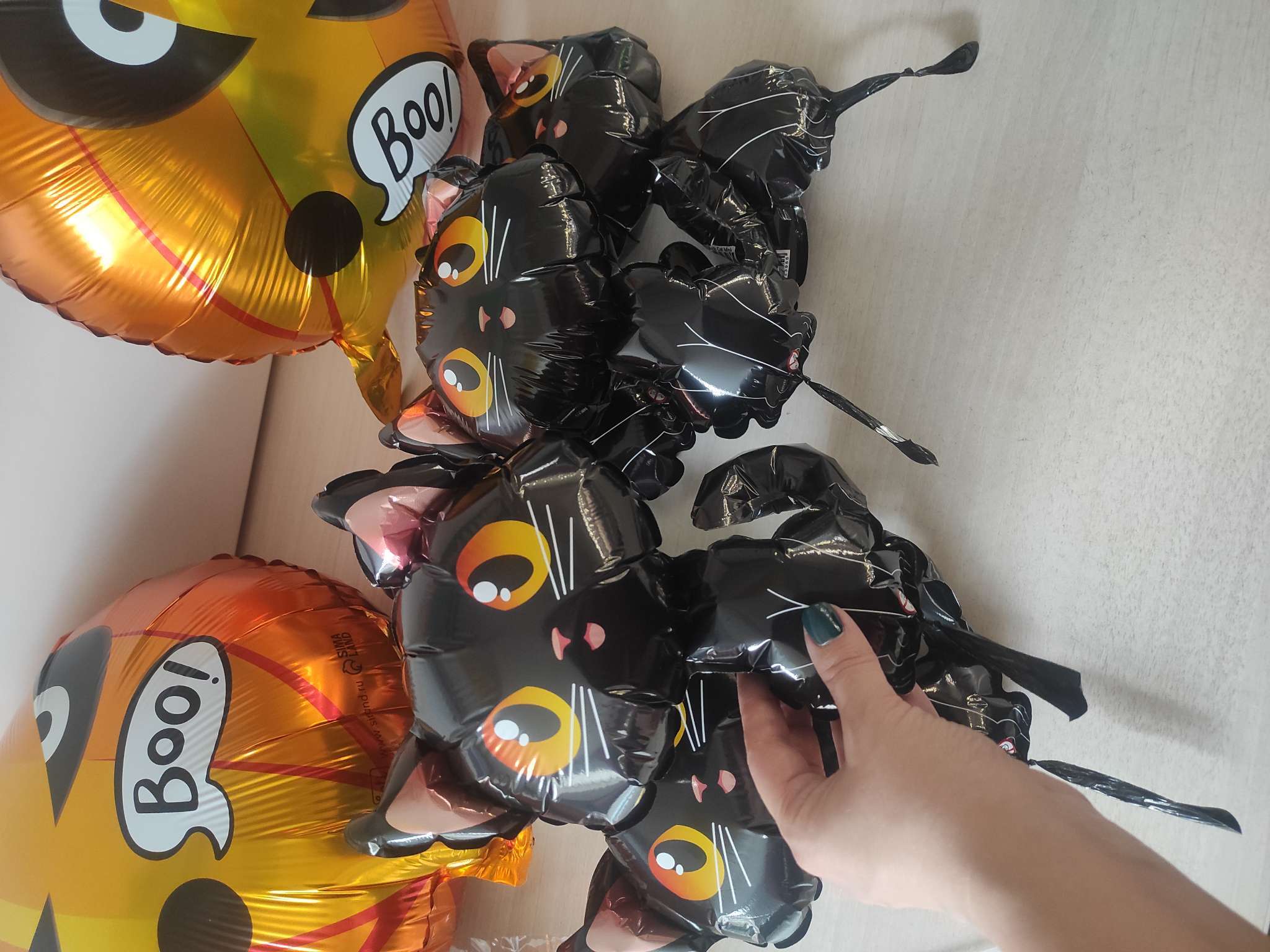 Фотография покупателя товара Воздушный шар фольгированный 14" «Кот чёрный», для палочки - Фото 1