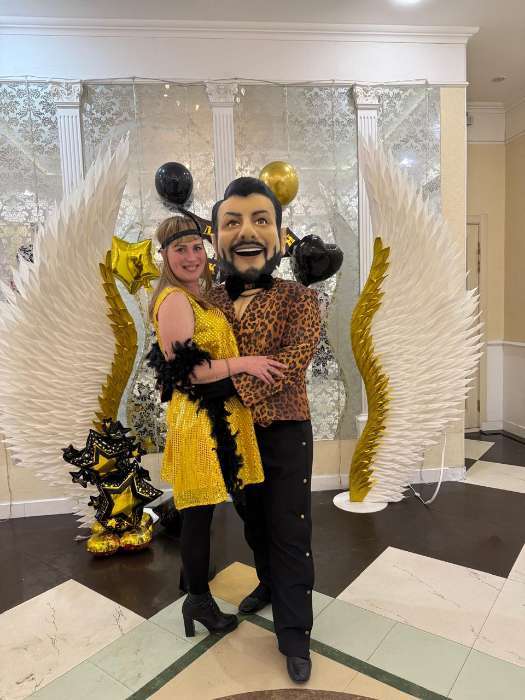 Фотография покупателя товара Карнавальный костюм «Гэтсби»: платье, головной убор, шарф, р-р 46-48, золото - Фото 1