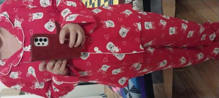 Фотография покупателя товара Пижама новогодняя женская (рубашка, брюки) KAFTAN Мишки, красная, размер 52-54 - Фото 2