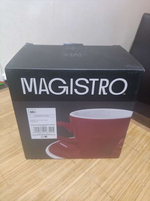 Фотография покупателя товара Кофейная пара Magistro Coffee time, 2 предмета: чашка 280 мл, блюдце d=15.5 см, фарфор, красная - Фото 1
