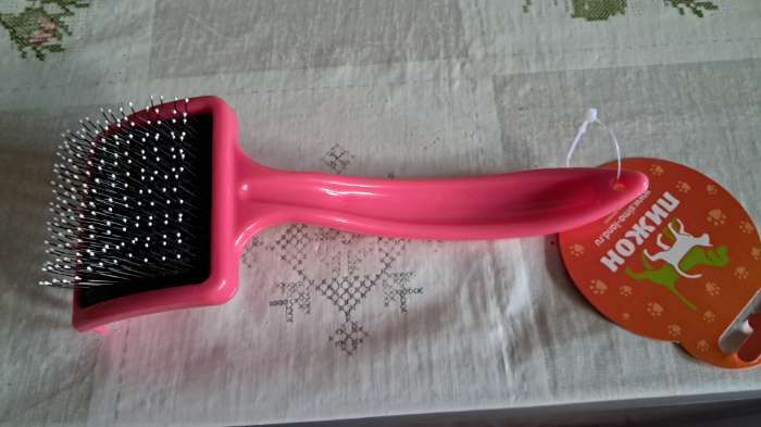 Фотография покупателя товара Щётка - пуходёрка средняя мягкая с каплями, основание 59×49 мм, розовая - Фото 1