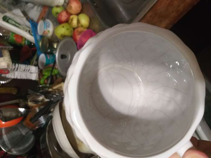 Фотография покупателя товара Кружка Доляна «Ананас», 480 мл, доломит, белая - Фото 2