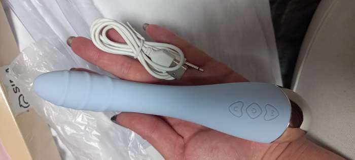 Фотография покупателя товара Вибратор массажный, 10 режимов, 22×3 см, USB, голубой - Фото 3