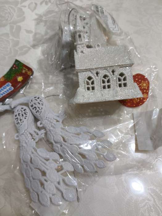 Фотография покупателя товара Ёлочные игрушки 2 шт. «Зимнее волшебство. Павлин» пластик, 5.5×16 см, белый - Фото 5