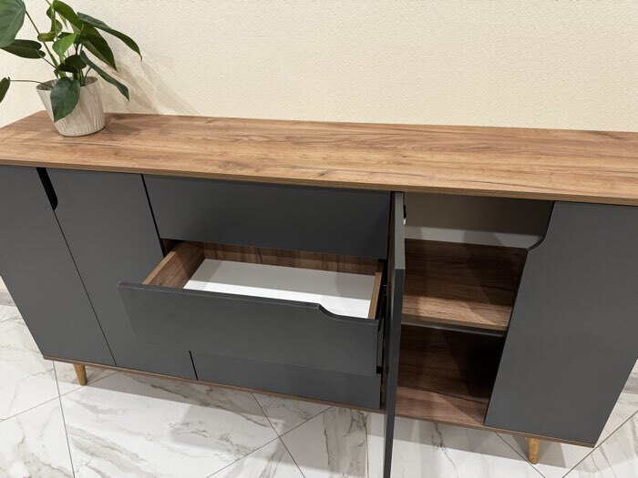 Фотография покупателя товара Тумба многофункциональная, 1800×388×939 мм, цвет дуб крафт табачный, графит - Фото 1