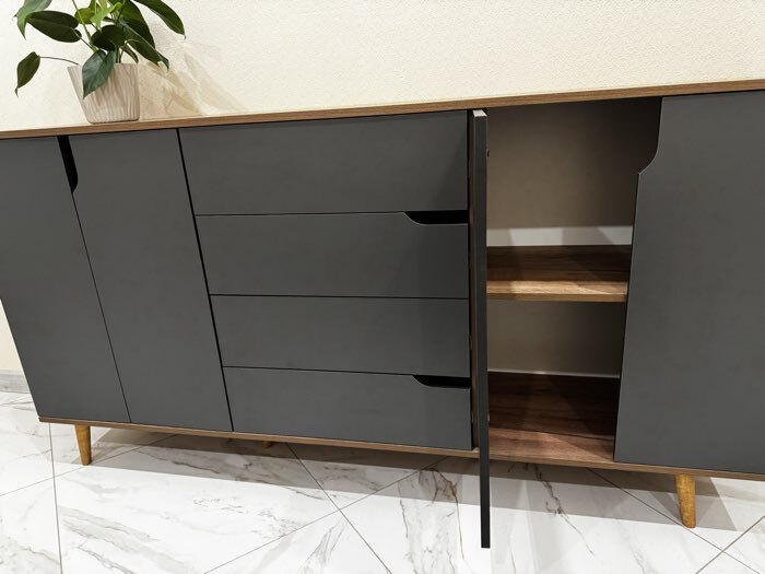 Фотография покупателя товара Тумба многофункциональная, 1800×388×939 мм, цвет дуб крафт табачный, графит - Фото 2