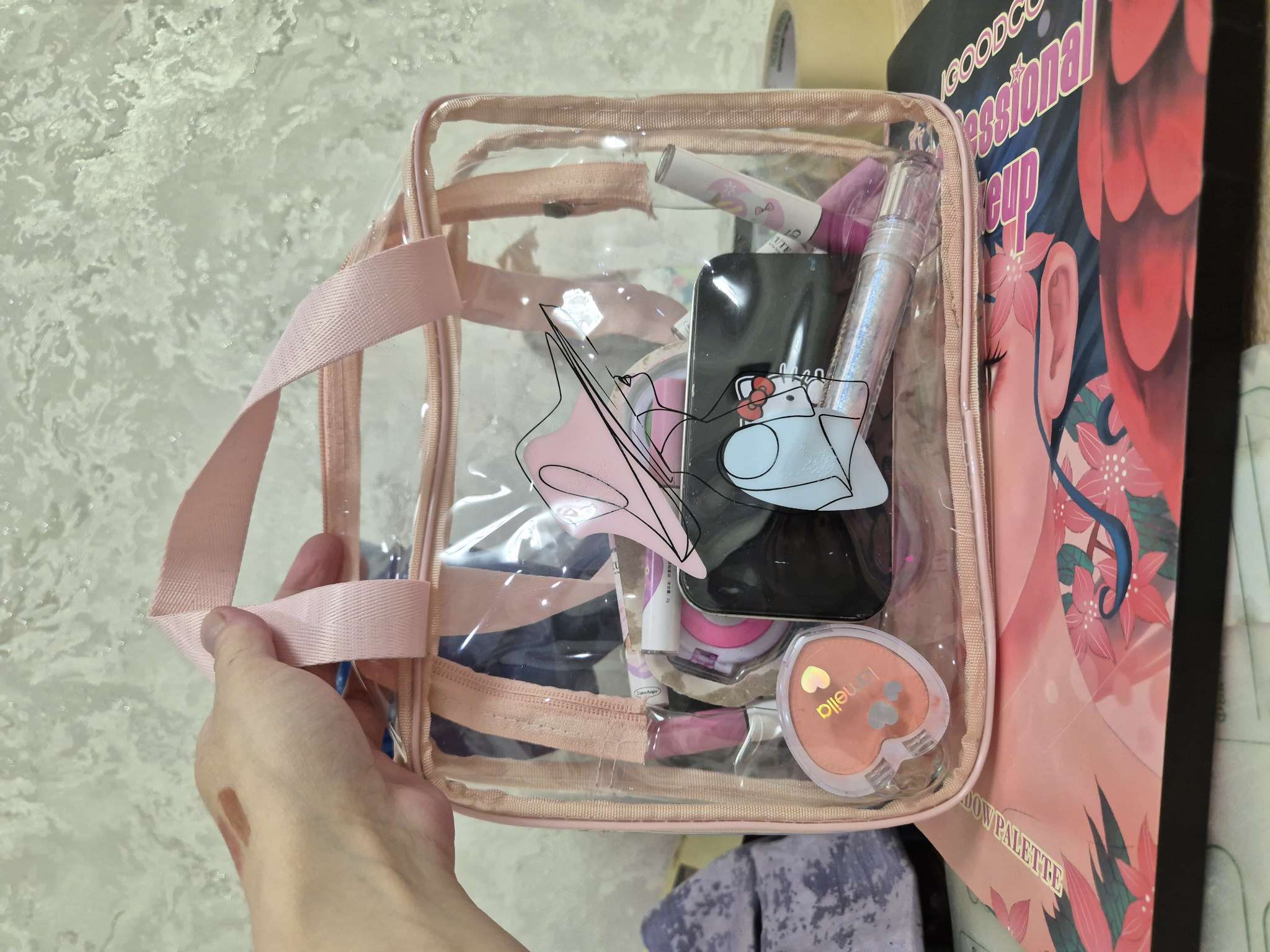 Фотография покупателя товара Косметичка - сумка на молнии для бассейна, с ручками, с принтом, прозрачная - Фото 1