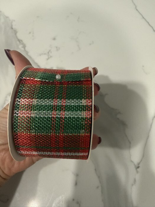 Фотография покупателя товара Лента текстильная «Клетка», 50 мм, 4.5±0.5 м, красная, зелёная - Фото 1