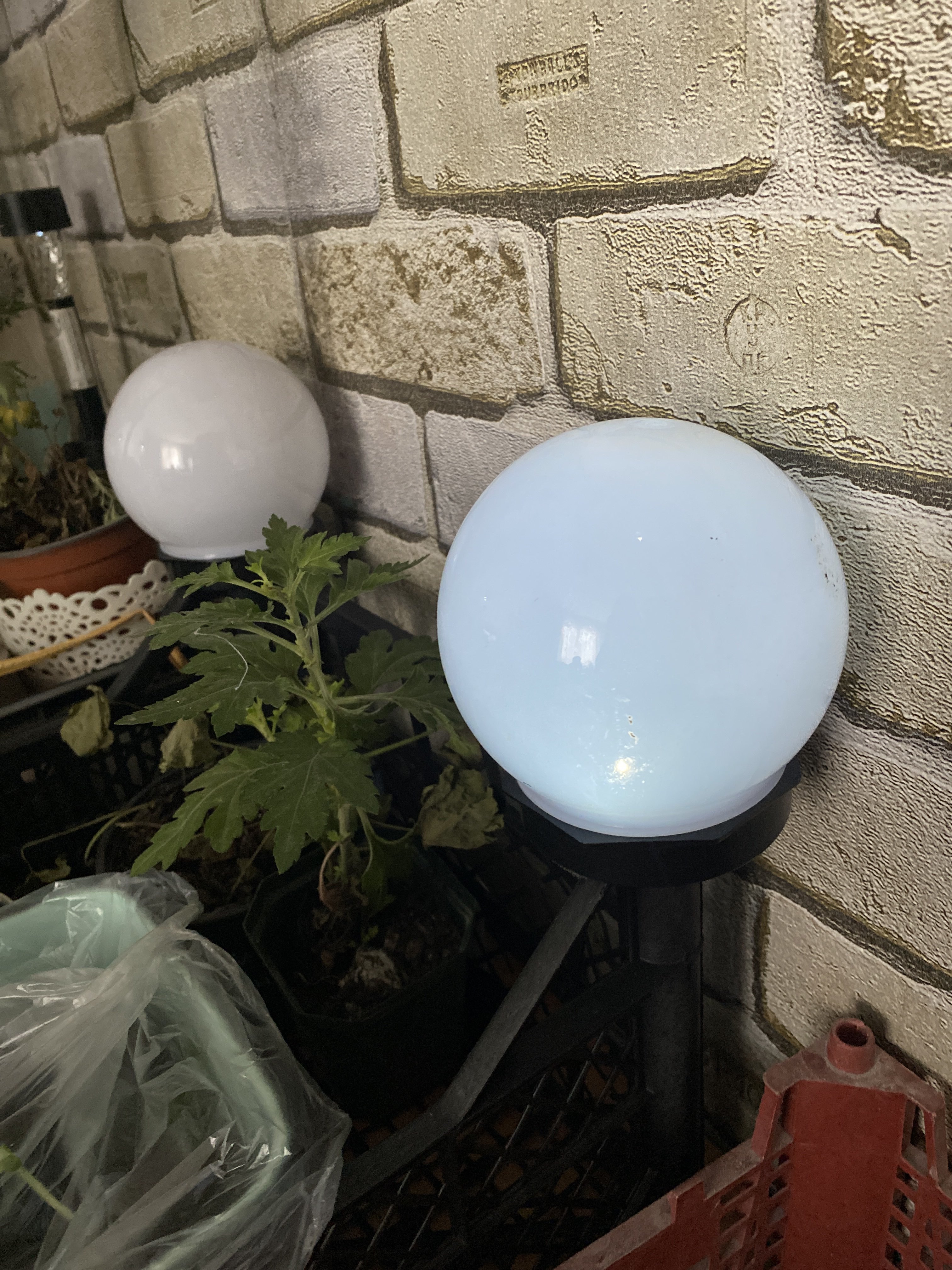 Фотография покупателя товара Садовый светильник на солнечной батарее «Малый шар», 10 × 32 × 10 см, 1 LED, свечение белое