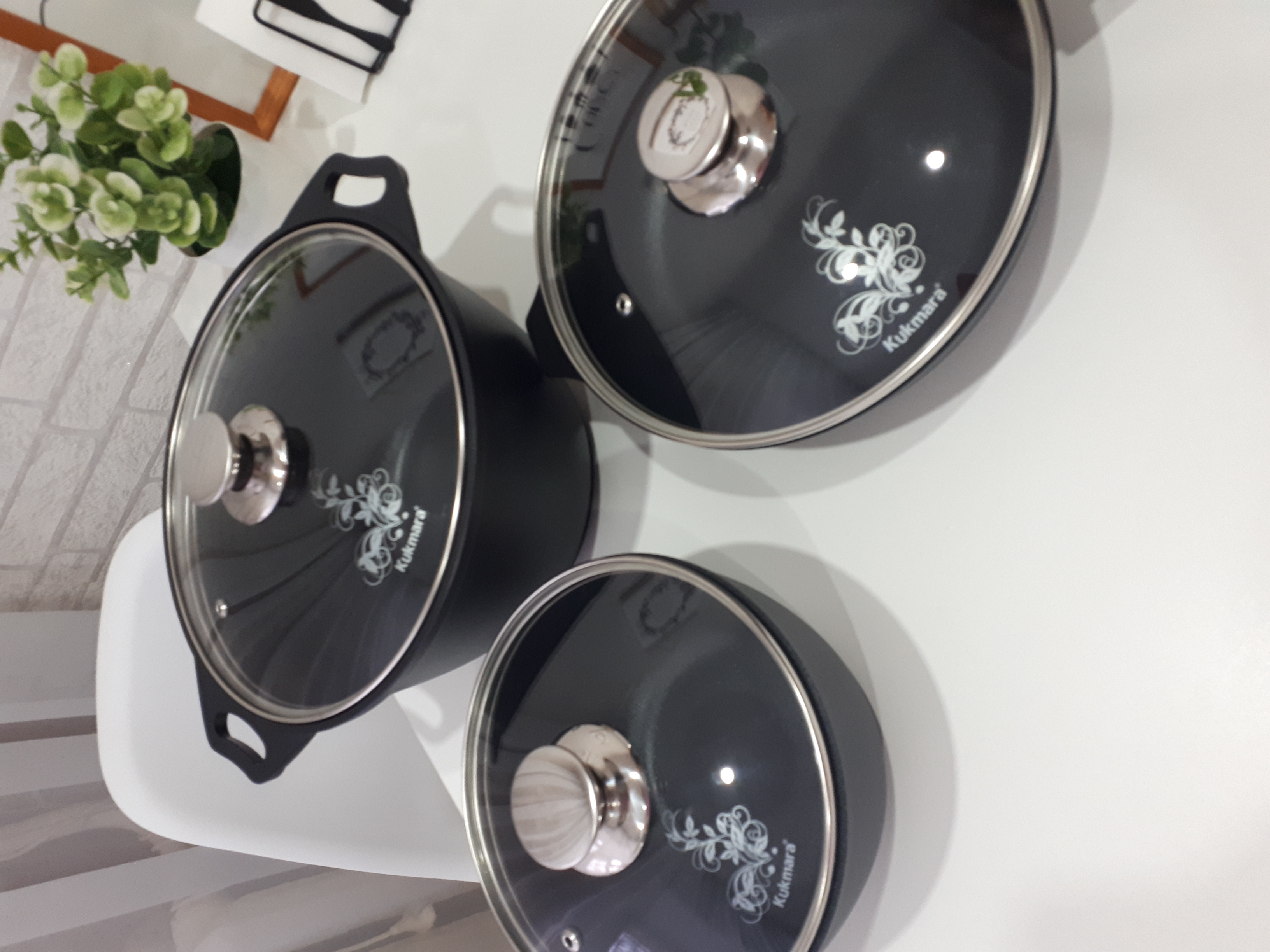 Фотография покупателя товара Набор кухонной посуды «Традиция №1», антипригарное покрытие, крышка, цвет чёрный - Фото 1