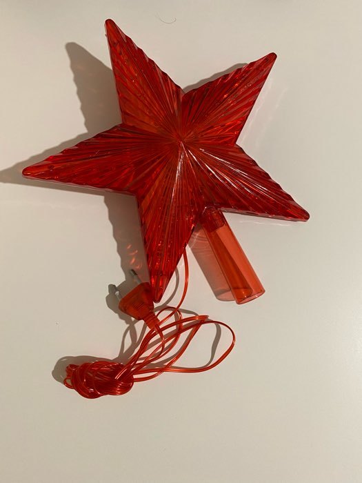 Фотография покупателя товара Светодиодная верхушка на ёлку «Звезда красная» 22 см, 30 LED, провод 2 метра, 220 В, свечение красное - Фото 22