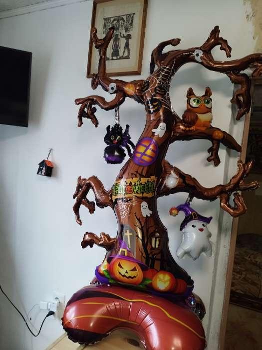 Фотография покупателя товара Воздушный шар фольгированный 50" «Дерево-хэллоуин», на подставке, под воздух - Фото 4
