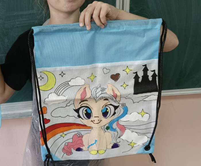 Фотография покупателя товара Мешок для обуви под раскраску «Пони» 34×40 см, спанбонд - Фото 7