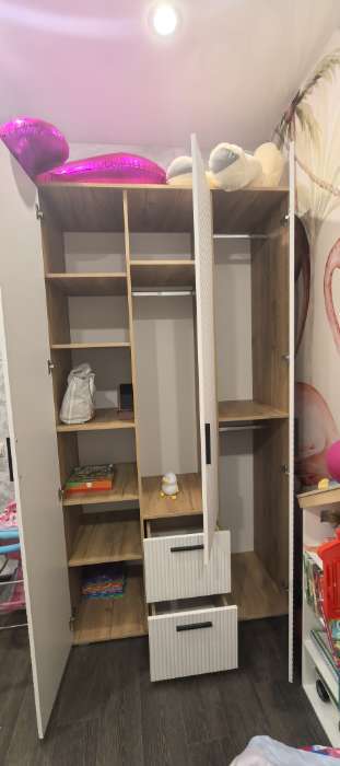 Фотография покупателя товара Шкаф прямой четырёхстворчатый «Сильвия», 1600×510×2236 мм, цвет кашемир/дуб юкон - Фото 2