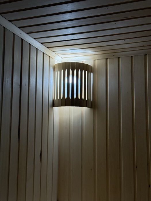 Фотография покупателя товара Абажур для бани и сауны «Кинжал», липа, настенный, угловой, «Добропаровъ» - Фото 6