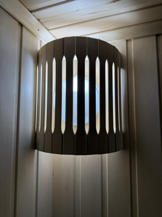 Фотография покупателя товара Абажур для бани и сауны «Кинжал», липа, настенный, угловой, «Добропаровъ» - Фото 4