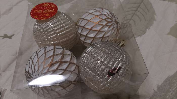 Фотография покупателя товара Ёлочные игрушки «Авива», шары новогодние, набор 4 шт., d=8 см, сетка, золотистый - Фото 16